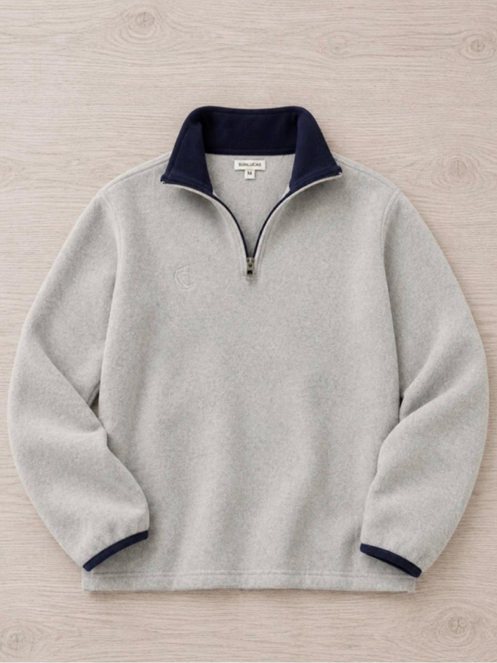 Men's Light Gray Half-Zip Fleece Pullover
